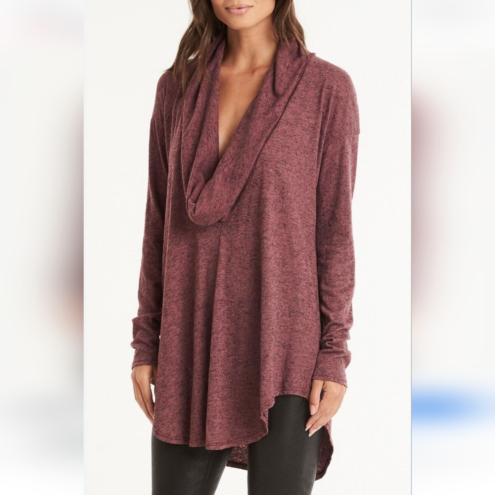 Michael Stars low cut cowlneck asymmetrical sweater one size